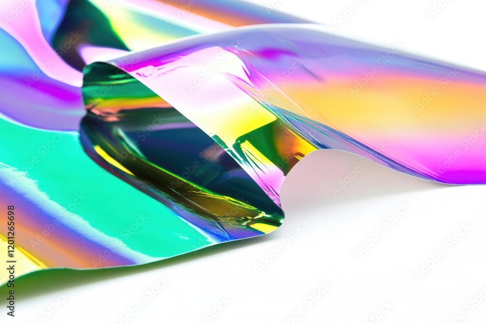 Poster a close-up shot of a shiny material on a white surface, ideal for use in product photography or as a