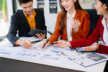 Business team meeting present.professional investor working with Finance managers task.