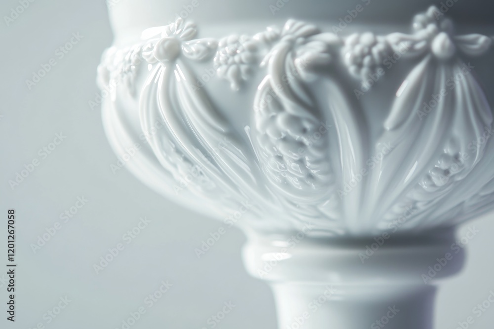 Poster A simple white vase placed on a table with a clean background