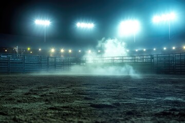 Naklejka premium A single horse stands in a misty arena, perfect for equine-themed illustrations or scenic backgrounds