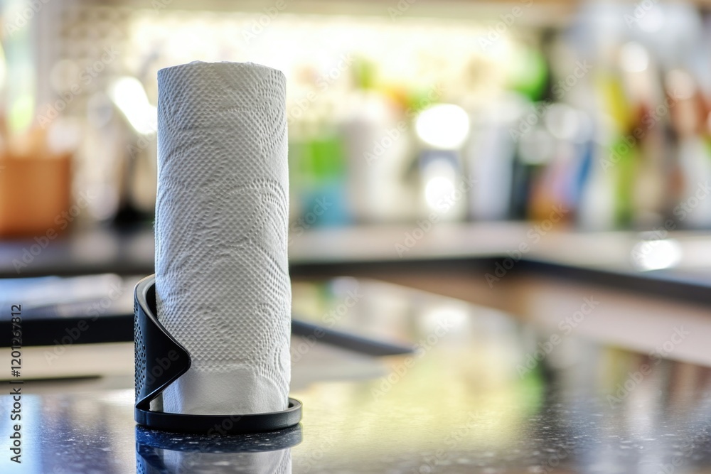 Aufkleber a roll of paper sitting on a counter ready for use