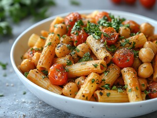Delicious Vegan Pasta Salad with Chickpeas and Tomatoes