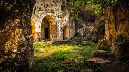 Fototapeta premium Sun-Kissed Ruins of an Ancient City: A Timeless Tapestry of Stone and History