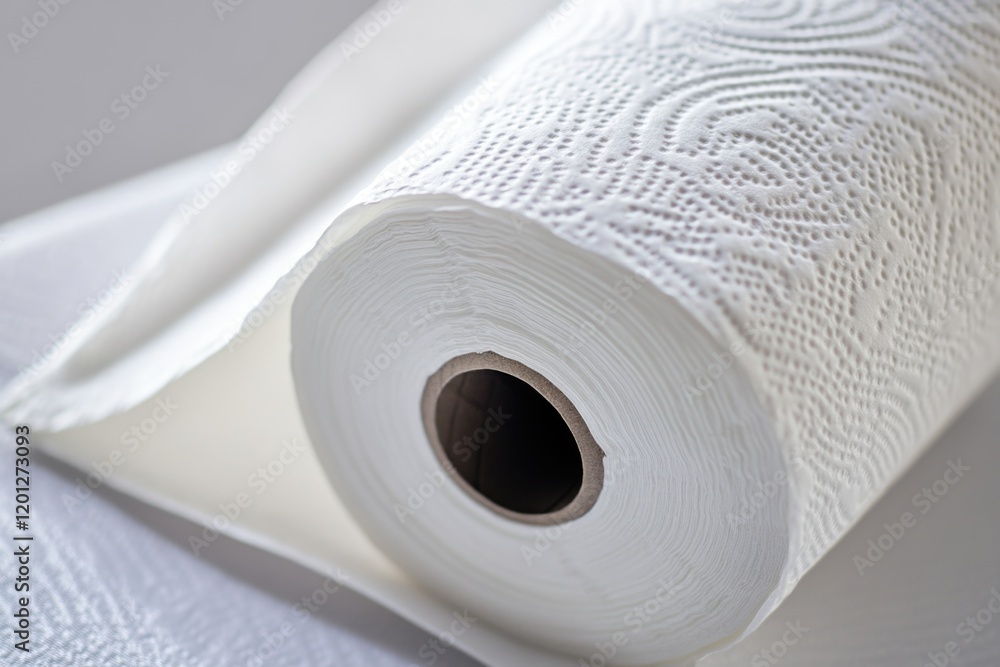 Poster a roll of toilet paper sits on the edge of a bed, ready for use