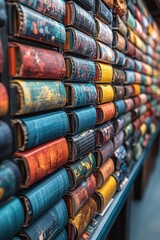 Books on shelves, bookstore interior, reading materials