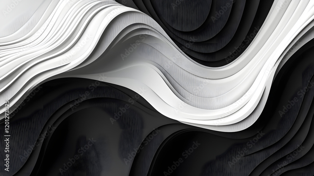 Poster Black white dark gray abstract background. Geometric pattern shape. Line triangle polygon angle. Gradient. Shadow. Matte. 3d effect. Rough grain grungy. Design. Template. Presentation.