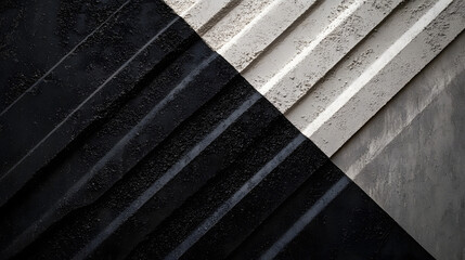 Black white dark gray abstract background. Geometric pattern shape. Line triangle polygon angle. Gradient. Shadow. Matte. 3d effect. Rough grain grungy. Design. Template. Presentation.