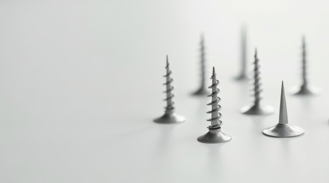 composition of metal spiles arranged neatly on a plain surface