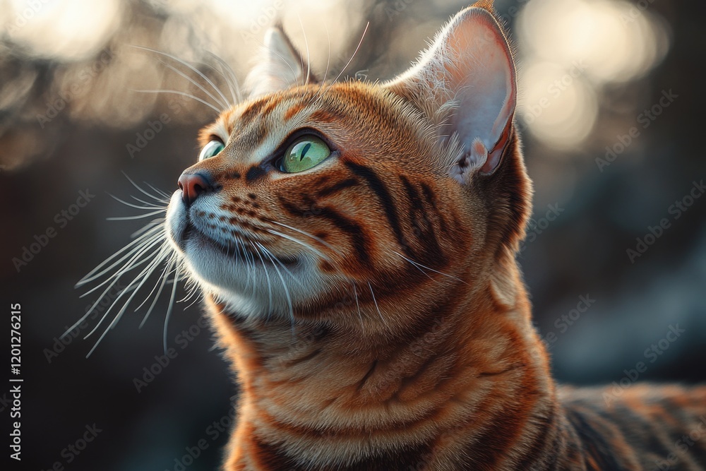Poster close-up shot of a cat's face with blurred background