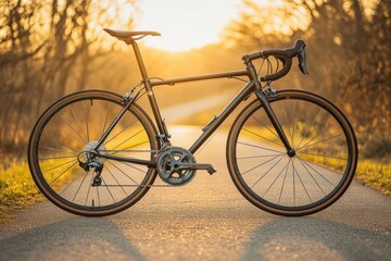 Fototapeta premium A bicycle left alongside the road, possibly abandoned or waiting for its owner