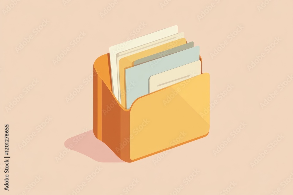 Aufkleber yellow folder with three internal folders, ideal for organizing documents and files