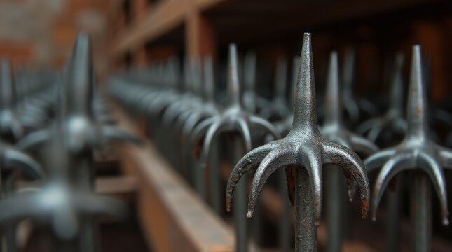 Metal spiles in a rustic setting