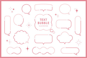 Cute speech bubble isolated pastel with frame elements illustration set. Speech talking thinking box. Dialogue cloud. 8 bit. For game development, mobile app, graphic, social media, scrapbooking