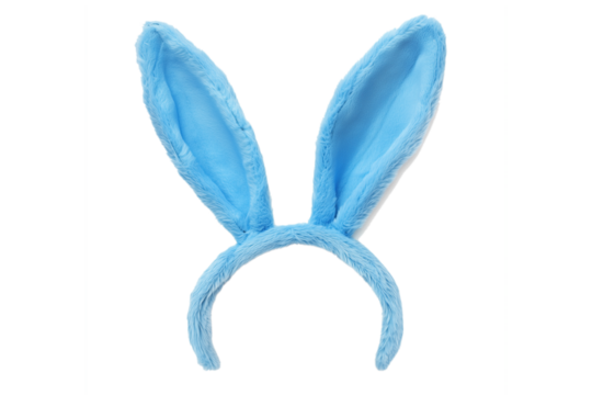 Blue Bunny rabbit ears headband isolated on white or transparent background, cute Easter bunny costume, png
