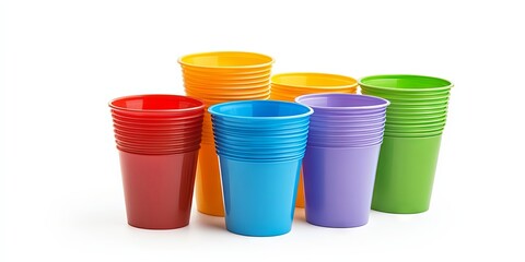 Colorful Stacked Plastic Cups for Parties