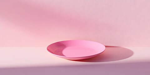 Obraz premium Minimalist Pink Plate on Pastel Background