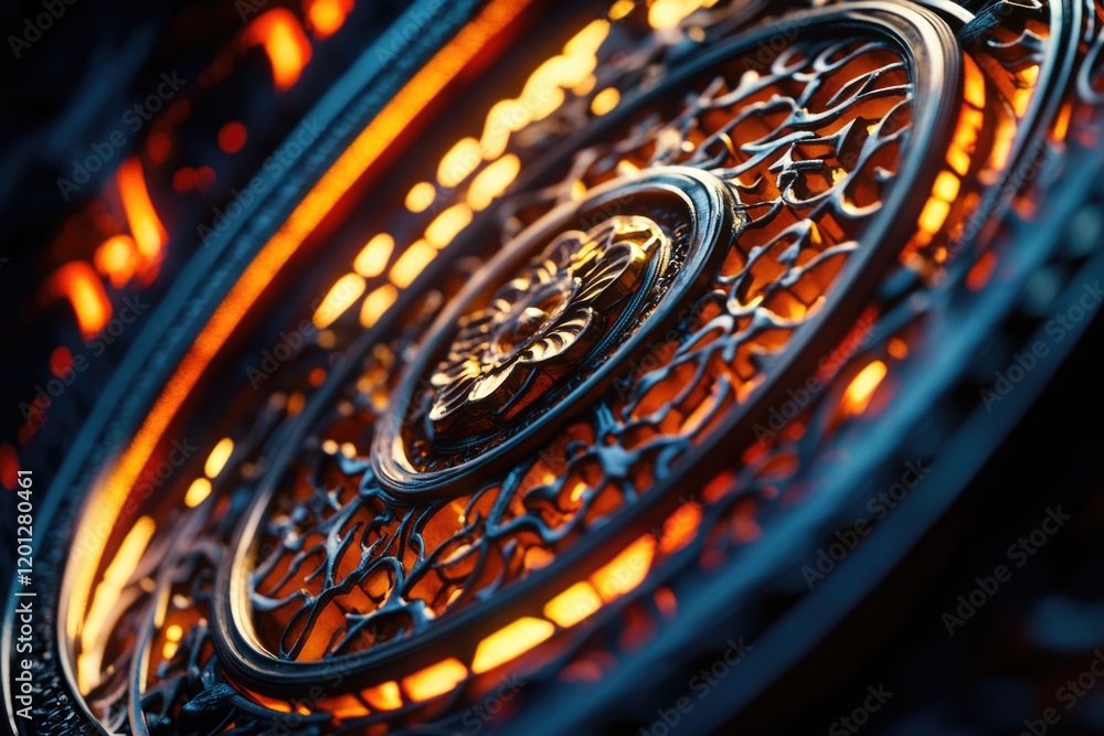 Aufkleber a detailed view of a decorative metal object, suitable for use in various contexts such as product d