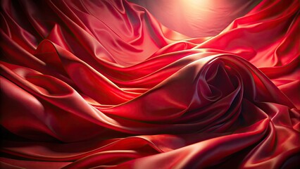 Abstract red silk, elegantly flowing, creates a dramatic architectural backdrop.