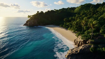 Fototapeta premium Secluded Tropical Beach Paradise at Sunset