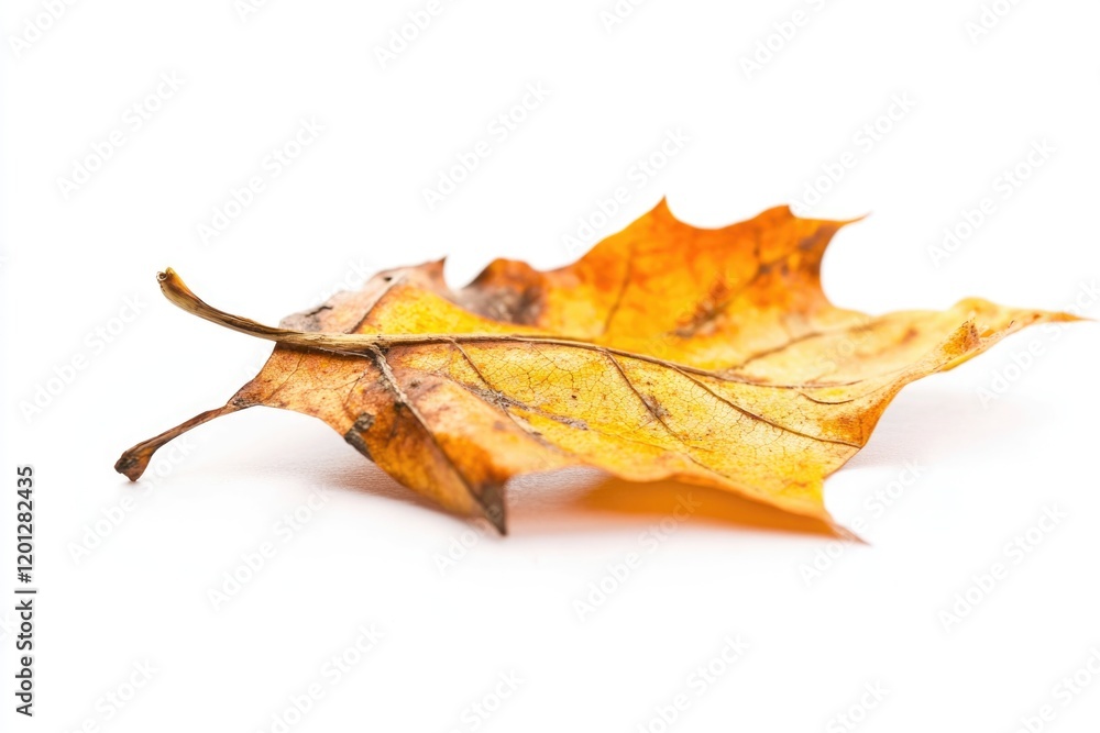 Poster a single leaf sits alone on a clean white surface, perfect for highlighting or emphasizing a message