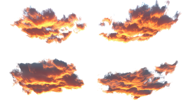 Stunning Sunset Clouds on Transparent Background Generative AI