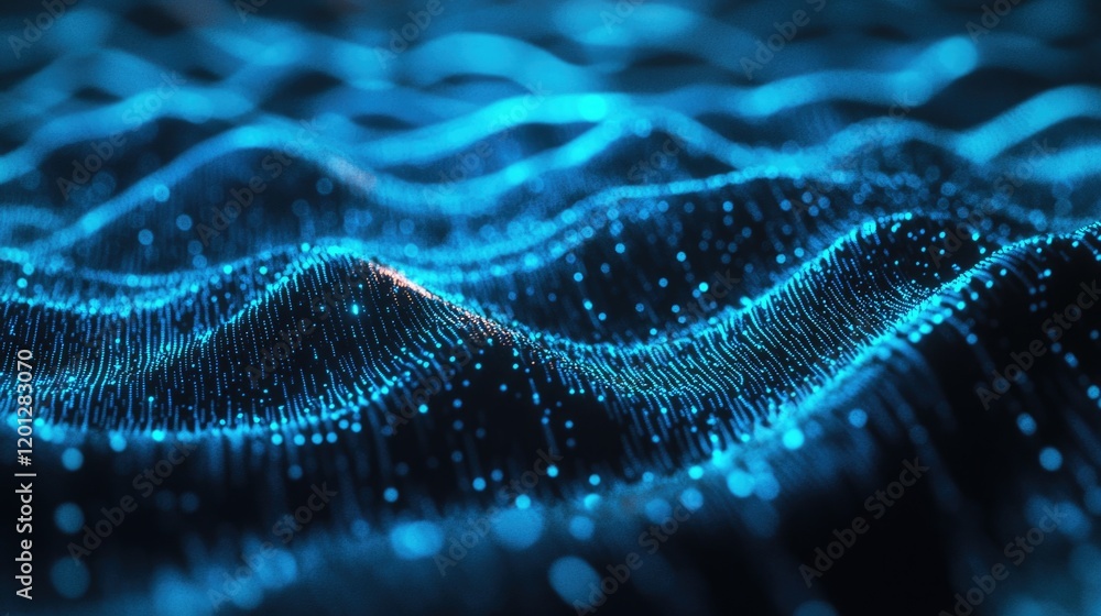 Poster A close-up view of a wave of blue light, ideal for use in technology and innovation concepts