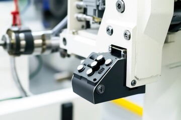 Close-up shot of industrial machinery in a factory setting