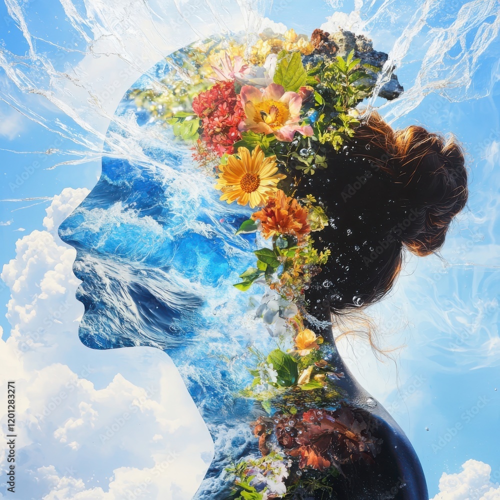 Poster haunting artistic portrayal of nature and emotions abstract setting visual content dreamy environmen