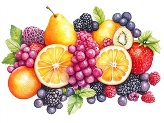 fruits isolated on white