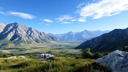 Fototapeta premium Serene Mountain Valley Landscape
