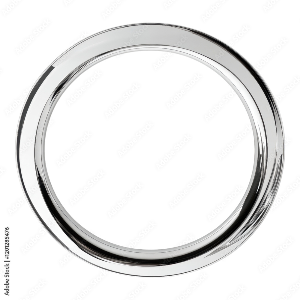 Poster shiny chrome circular frame modern minimalist design element empty circle polished metal ring