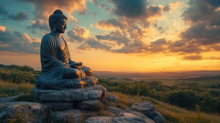 Buddha statue in nature background. Buddha's birthday, Buddha Purnima