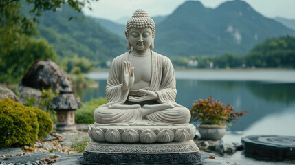 Fototapeta premium Buddha statue in nature background. Buddha's birthday, Buddha Purnima