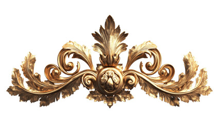 Elegant Golden Baroque Ornament Rococo Style Decorative Architectural Detail Vintage Gold Leaf