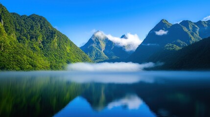 Misty Mountain Lake at Sunrise
