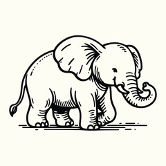 Fototapeta premium Elephant Sketch Drawing Line Art Animal Wildlife