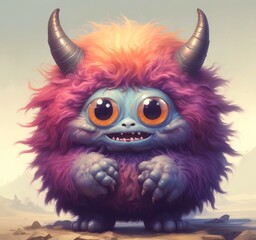 Illustration of fluffy and cute small monster.