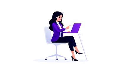 Confident businesswoman using laptop at her desk