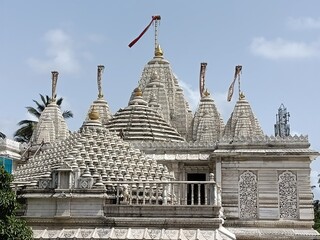 Ancient unique Jain temple architecture with bright blue sky at day. Virar(Agashi) Mumbai India