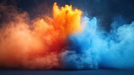 Fototapeta premium Vibrant explosion of colorful powder clouds in dynamic motion