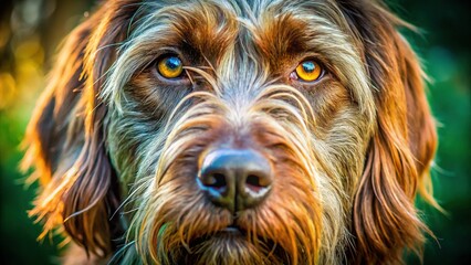 Naklejka premium Close-up Macro Photography of Wirehaired Pointing Griffon Dog's Whiskers and Nose
