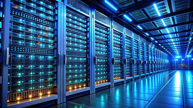 Cryptocurrency Mining Farm: Powerful GPUs in High-Density Server Rack