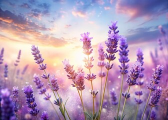 Naklejka premium Double Exposure Lavender: Dreamy Purple Floral Botanical Art