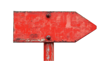 Rustic Red Wooden Arrow Signpost Weathered Paint Blank Isolated