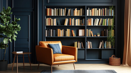 A minimalist bookshelf with color-coordinated books and only a few decor items, creating a tidy, aesthetic look.
