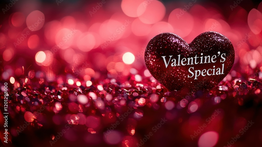 Poster ruby royale vibrant ruby red background with sparkling silver glitter scattered across, 