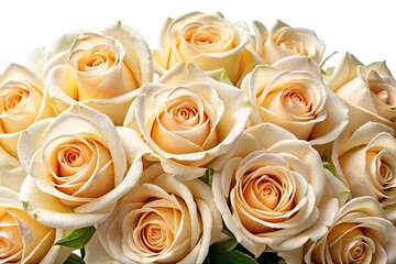 High-resolution cream rose panoramic images, isolated on white, perfect for design projects.