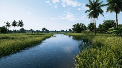 Fototapeta premium Tranquil Tropical River Scene