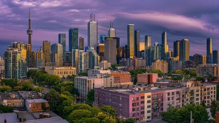 Obraz premium Toronto Skyline at Dusk: A Stunning Urban Landscape