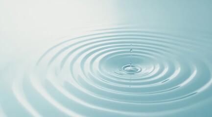 Water droplet falling, creating concentric ripples on a calm surface. (1)